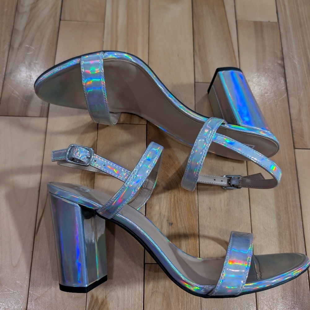 New! BP. | Lula Holographic Block Heel Sandals - Size 9 - Picture 3 of 13